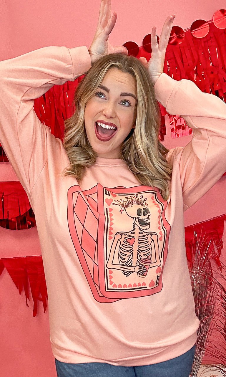 Queen of Hearts Graphic Sweatshirt - Free Spirited