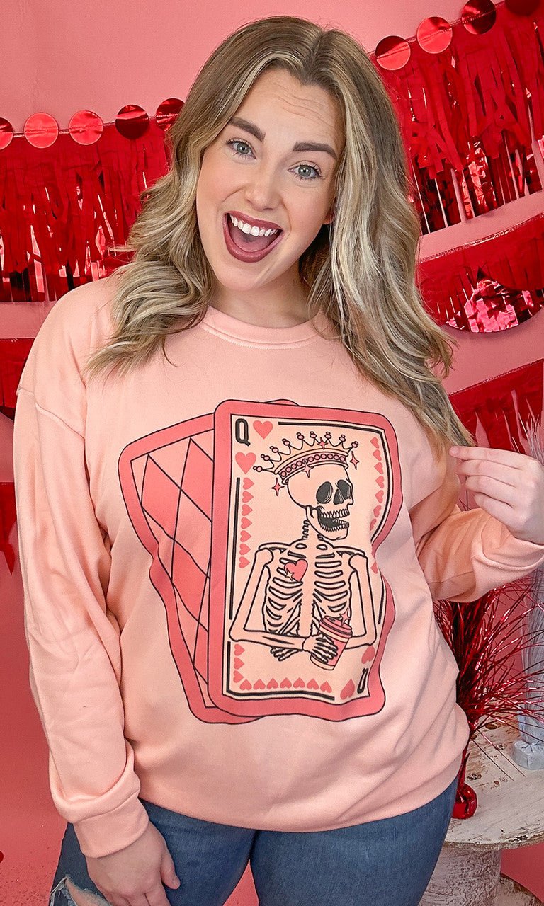 Queen of Hearts Graphic Sweatshirt - Free Spirited