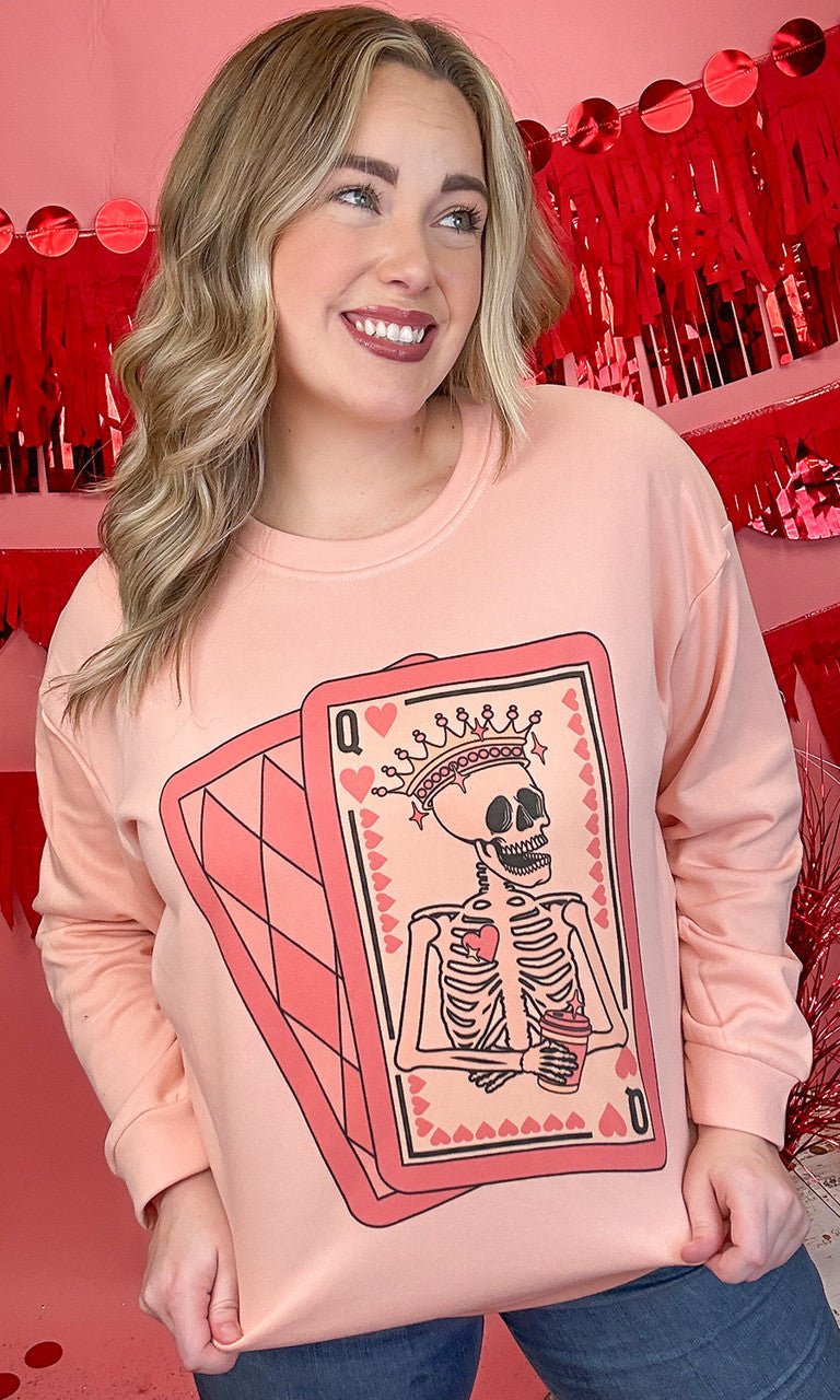 Queen of Hearts Graphic Sweatshirt - Free Spirited