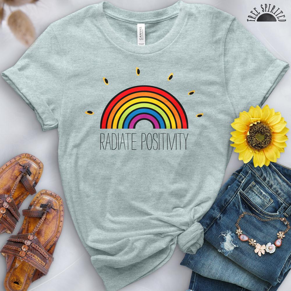 Radiate Positivity Rainbow Tee - Free Spirited