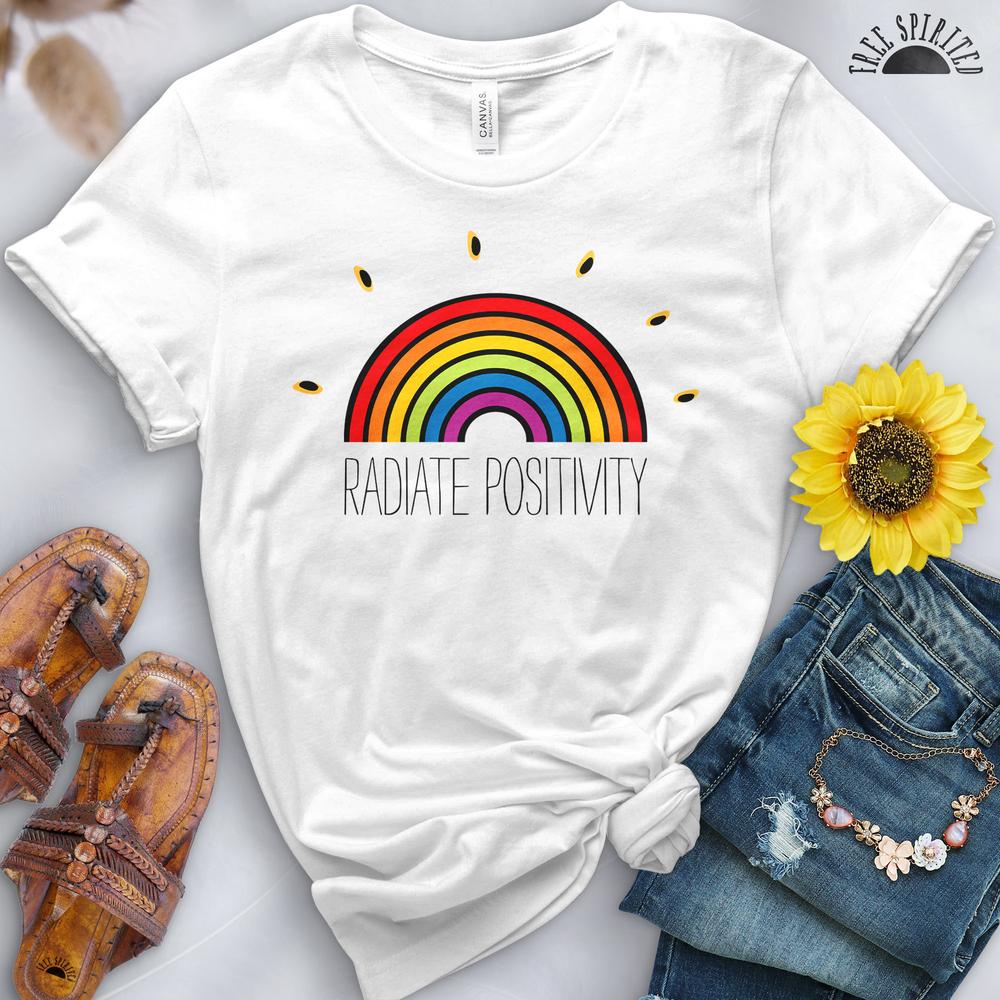 Radiate Positivity Rainbow Tee - Free Spirited