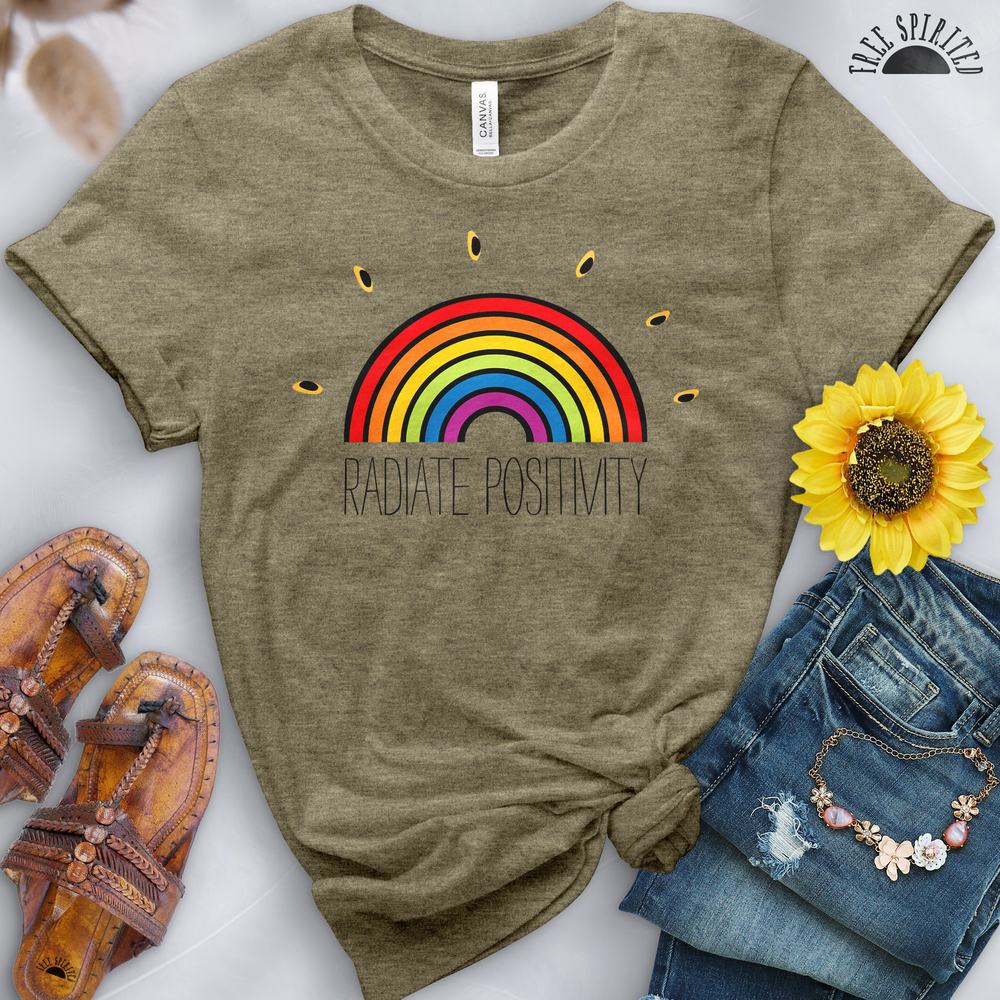 Radiate Positivity Rainbow Tee - Free Spirited