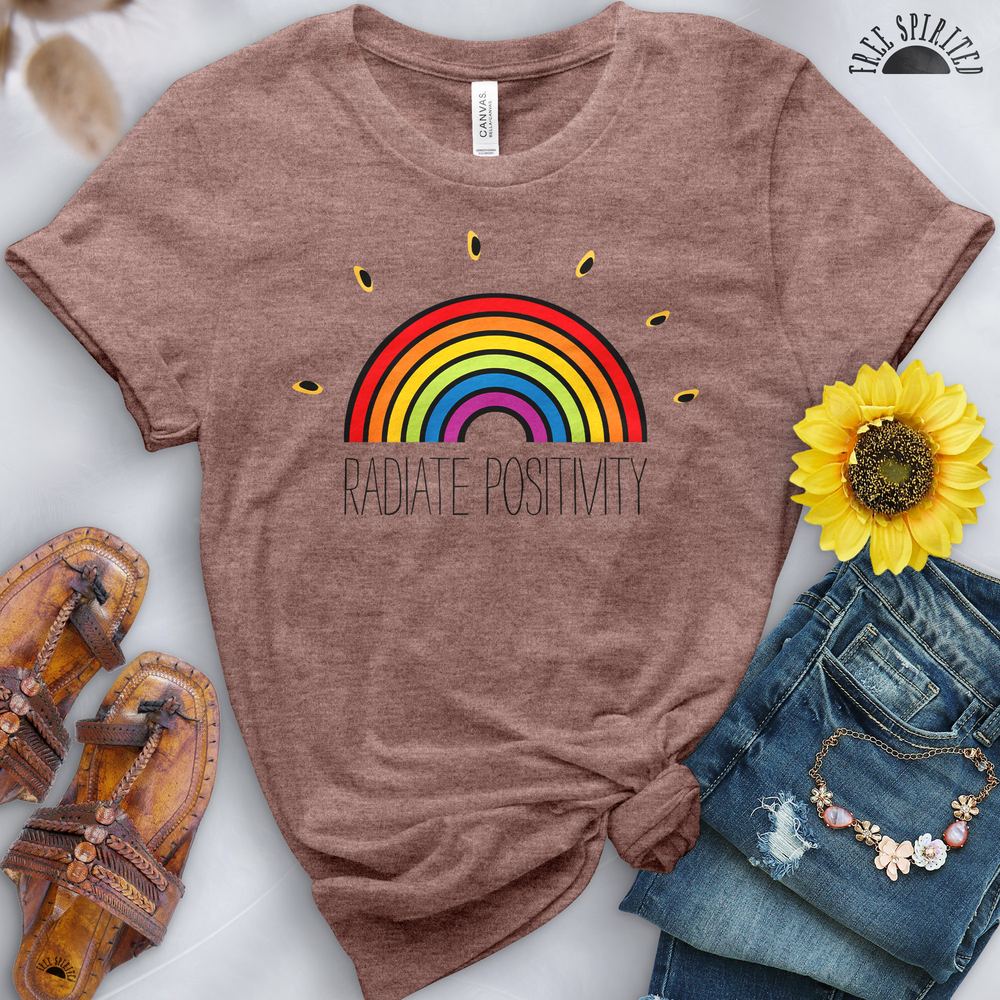 Radiate Positivity Rainbow Tee - Free Spirited