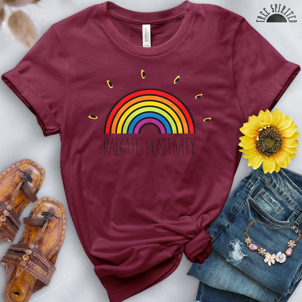 Radiate Positivity Rainbow Tee - Free Spirited