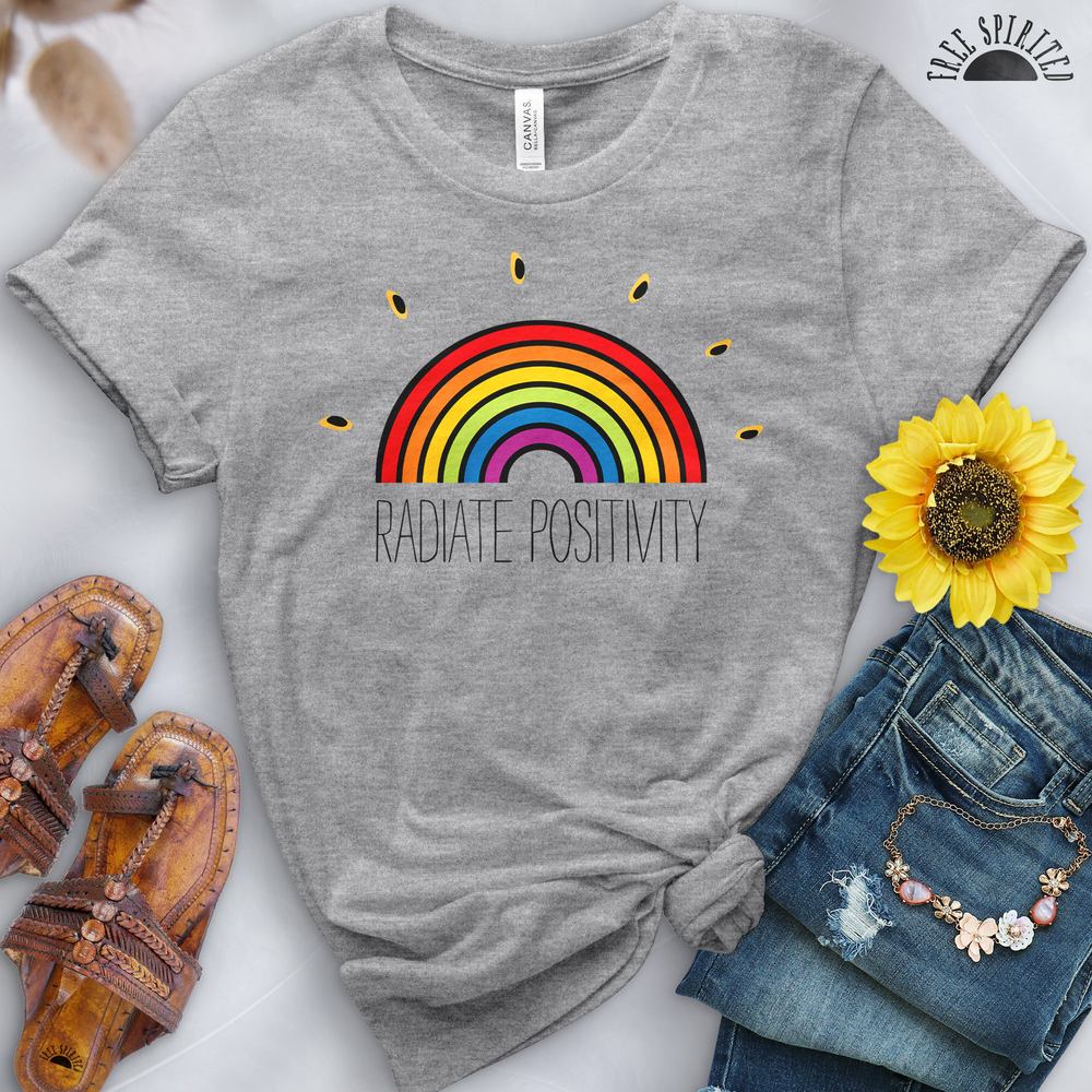 Radiate Positivity Rainbow Tee - Free Spirited