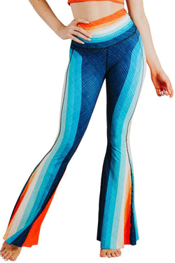 Retro Rainbow Printed Bell Bottoms - Free Spirited