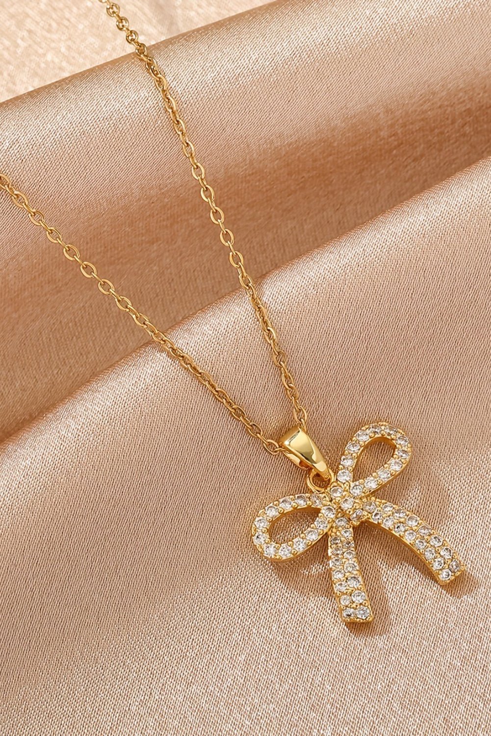 Romy Rhinestone Bowknot Pendant Necklace by Threaded Pear - Free Spirited