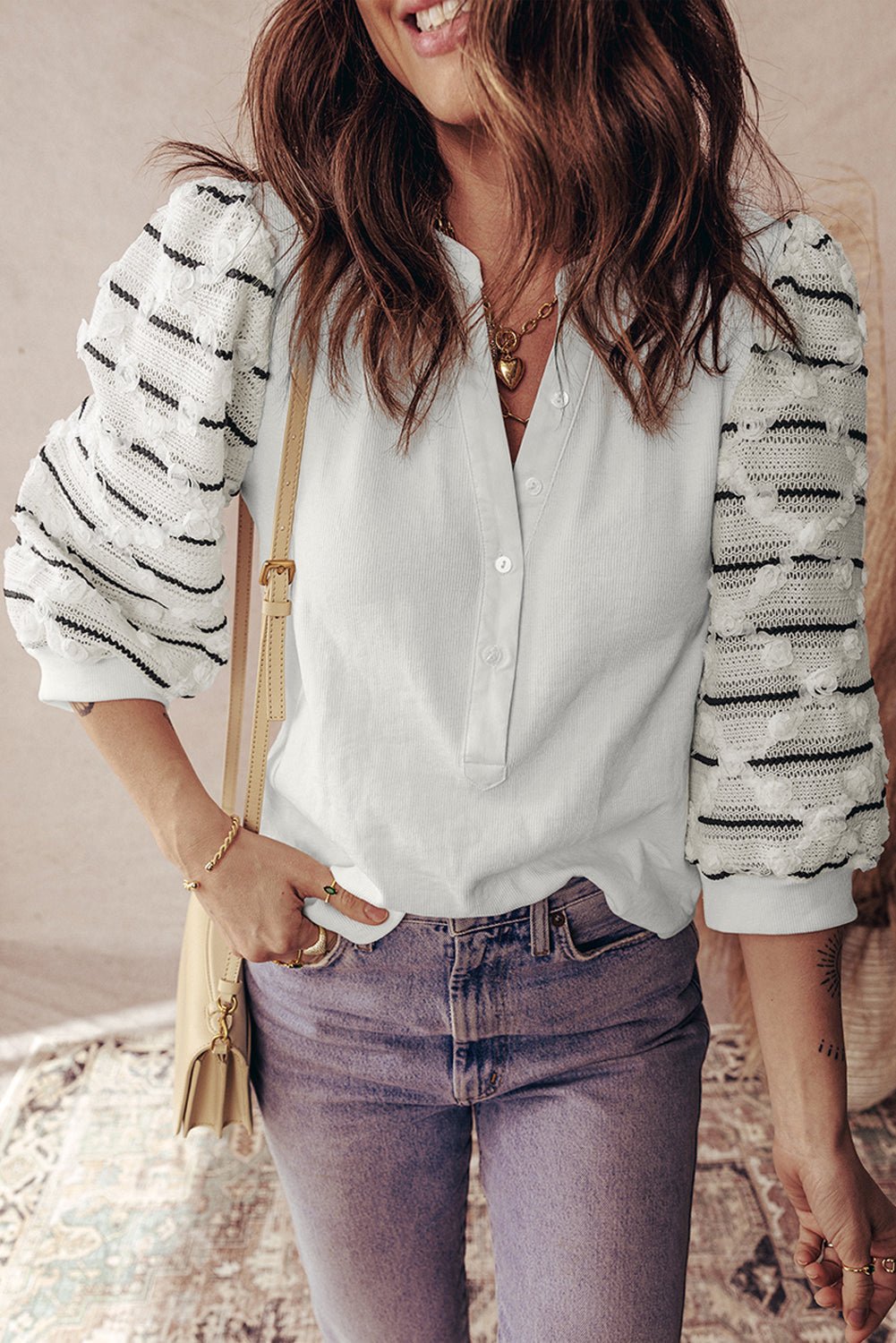 Rosa Patchwork Rib Knit Top by Threaded Pear - Free Spirited