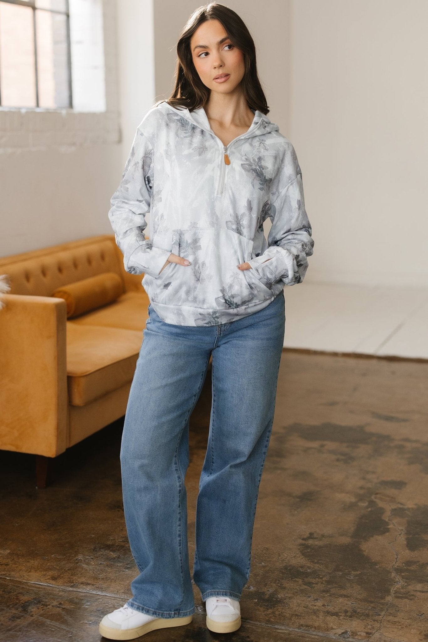 Sariyah Kangaroo Quarter Zip Hoodie by Threaded Pear - Free Spirited