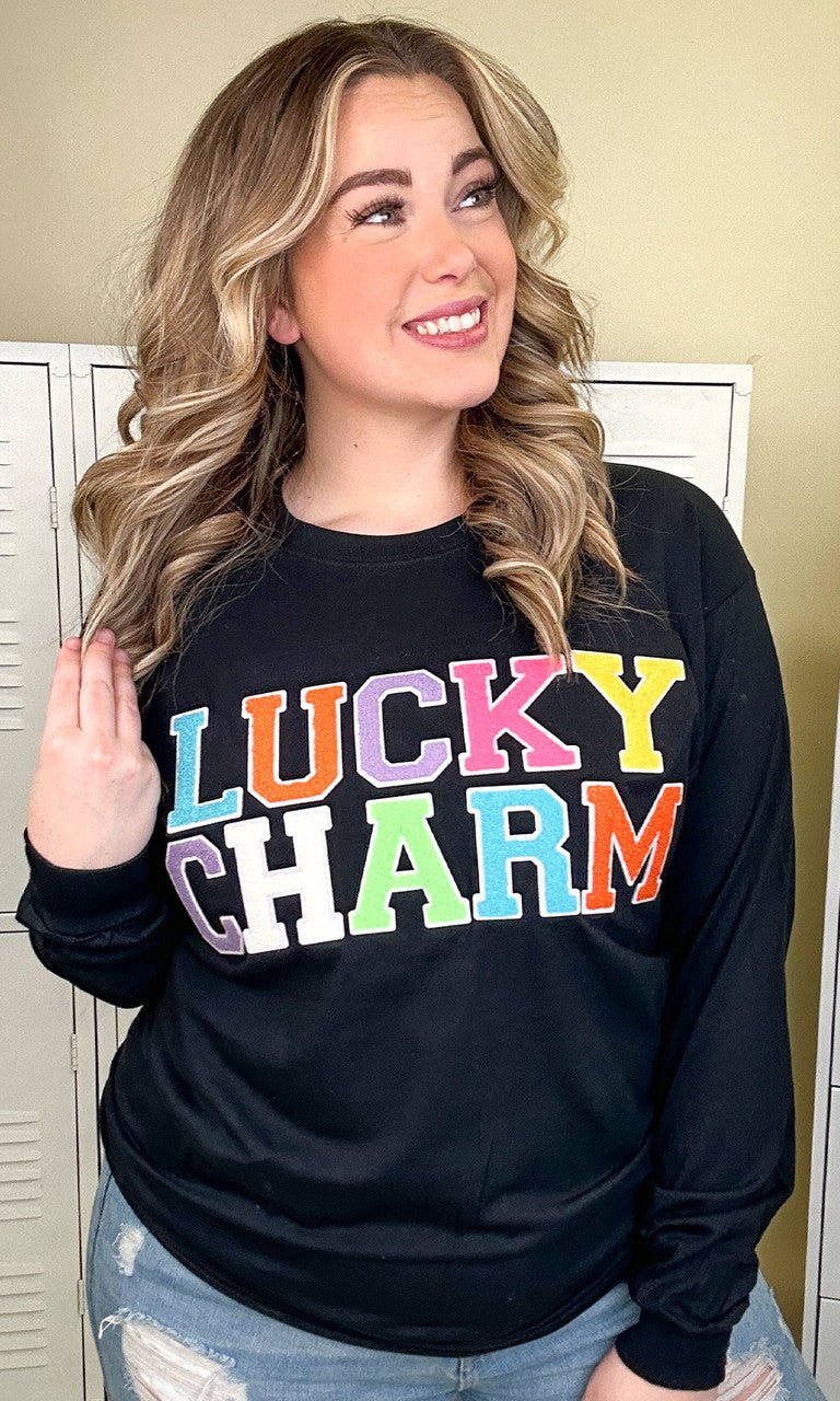 Soft Chenille Lucky Charm Adult Long Sleeve T-Shirt - Free Spirited