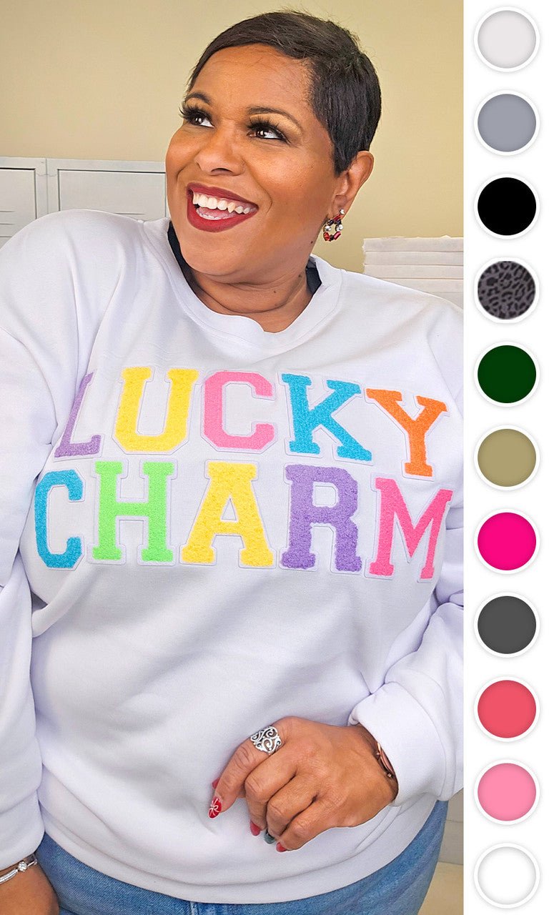 Soft Chenille Lucky Charm Adult Sweatshirt - Free Spirited