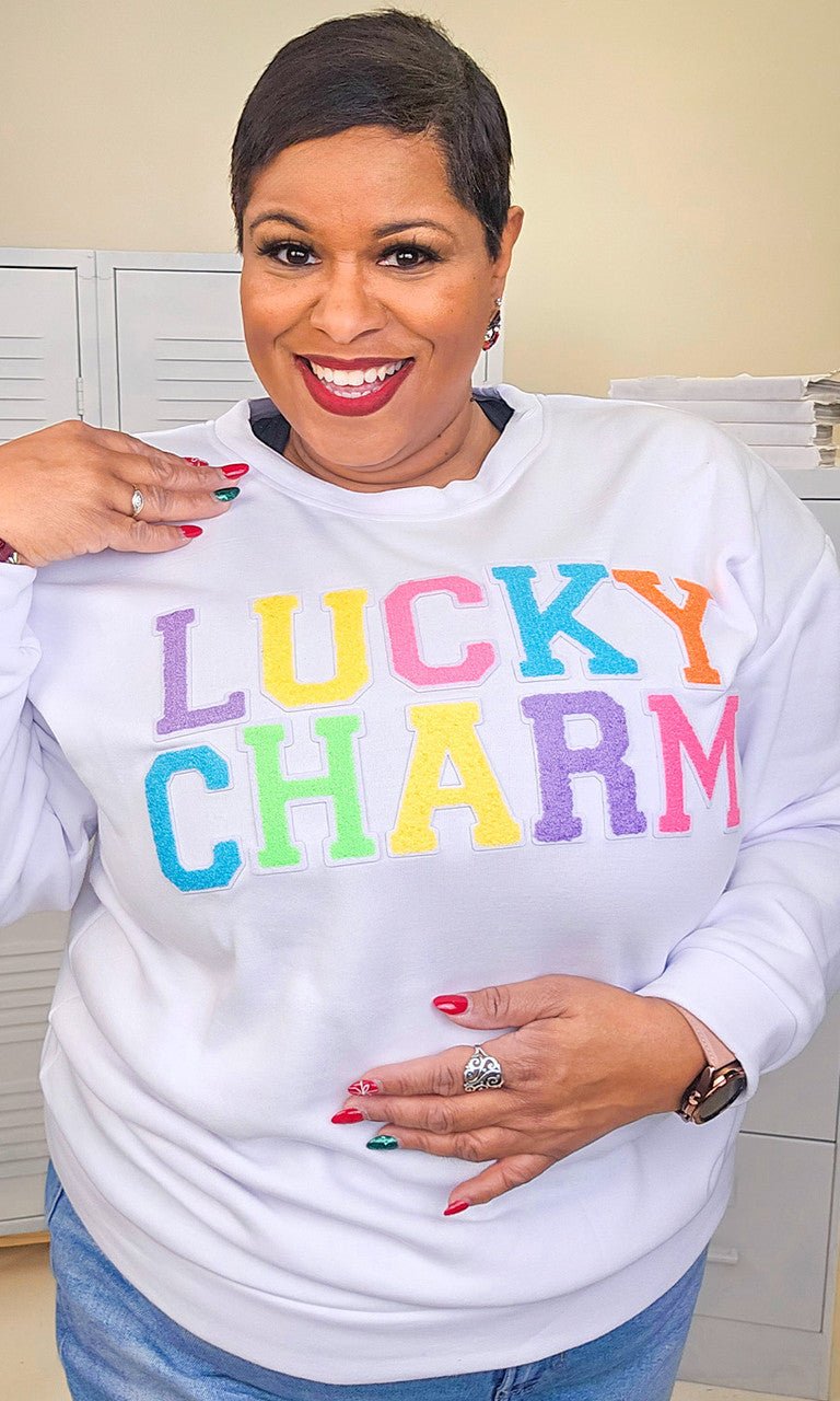 Soft Chenille Lucky Charm Adult Sweatshirt - Free Spirited