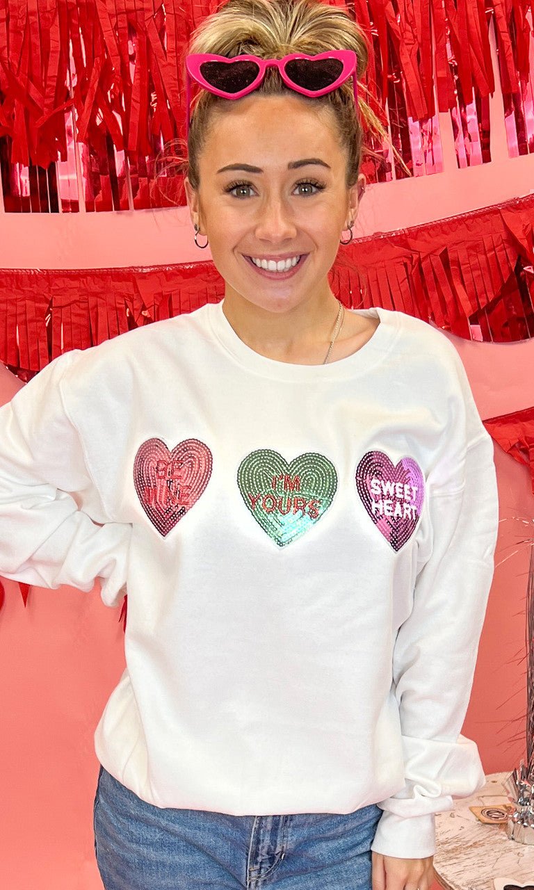 Sparkle Conversation Heart Sweatshirt - Free Spirited