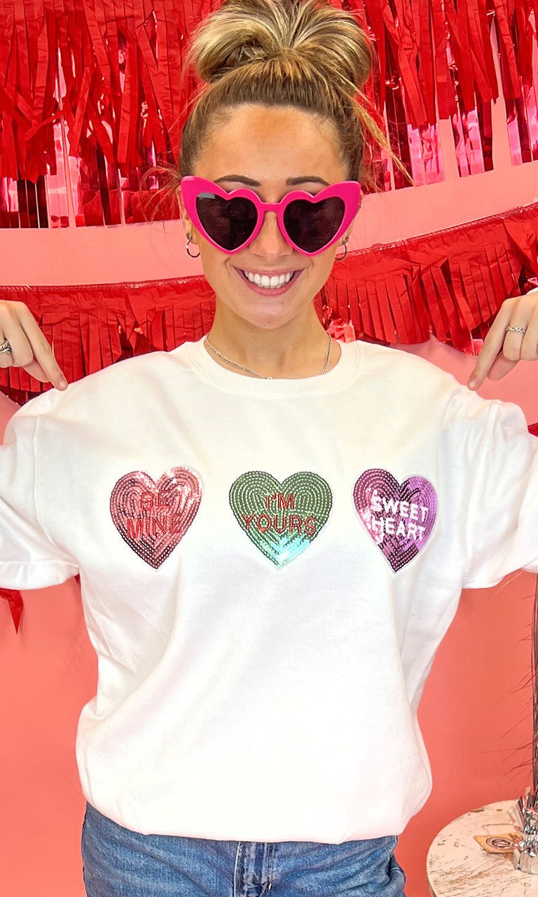 Sparkle Conversation Heart Sweatshirt - Free Spirited
