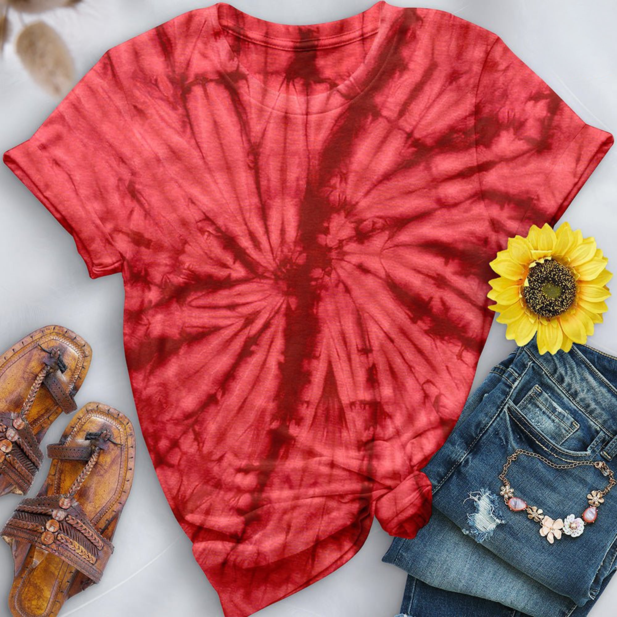 Spider Crimson Premium Hand-Dyed Comfort Shirt - Free Spirited