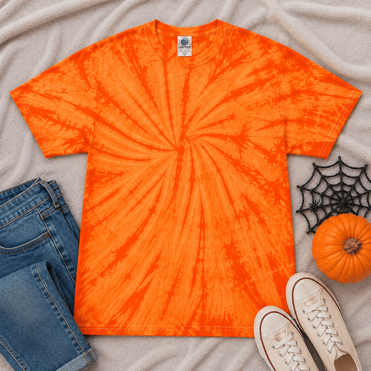 Spider Orange Tie-Dye Tee - Free Spirited