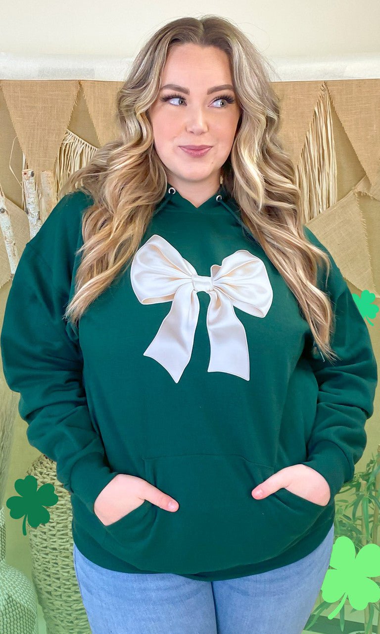 St Patricks Day Satin Bow Graphic Hoodie - Free Spirited