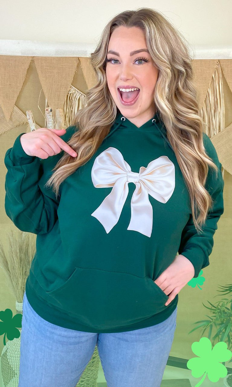 St Patricks Day Satin Bow Graphic Hoodie - Free Spirited