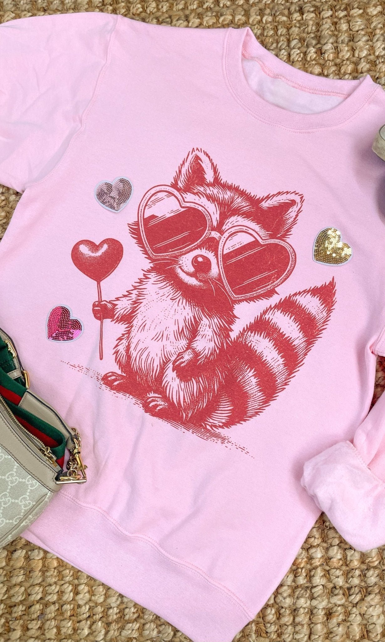 Sucker Raccoon Sequin Graphic Sweatshirt - Free Spirited