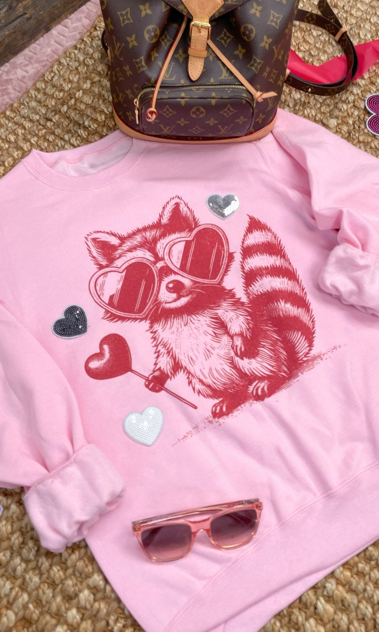 Sucker Raccoon Sequin Graphic Sweatshirt - Free Spirited