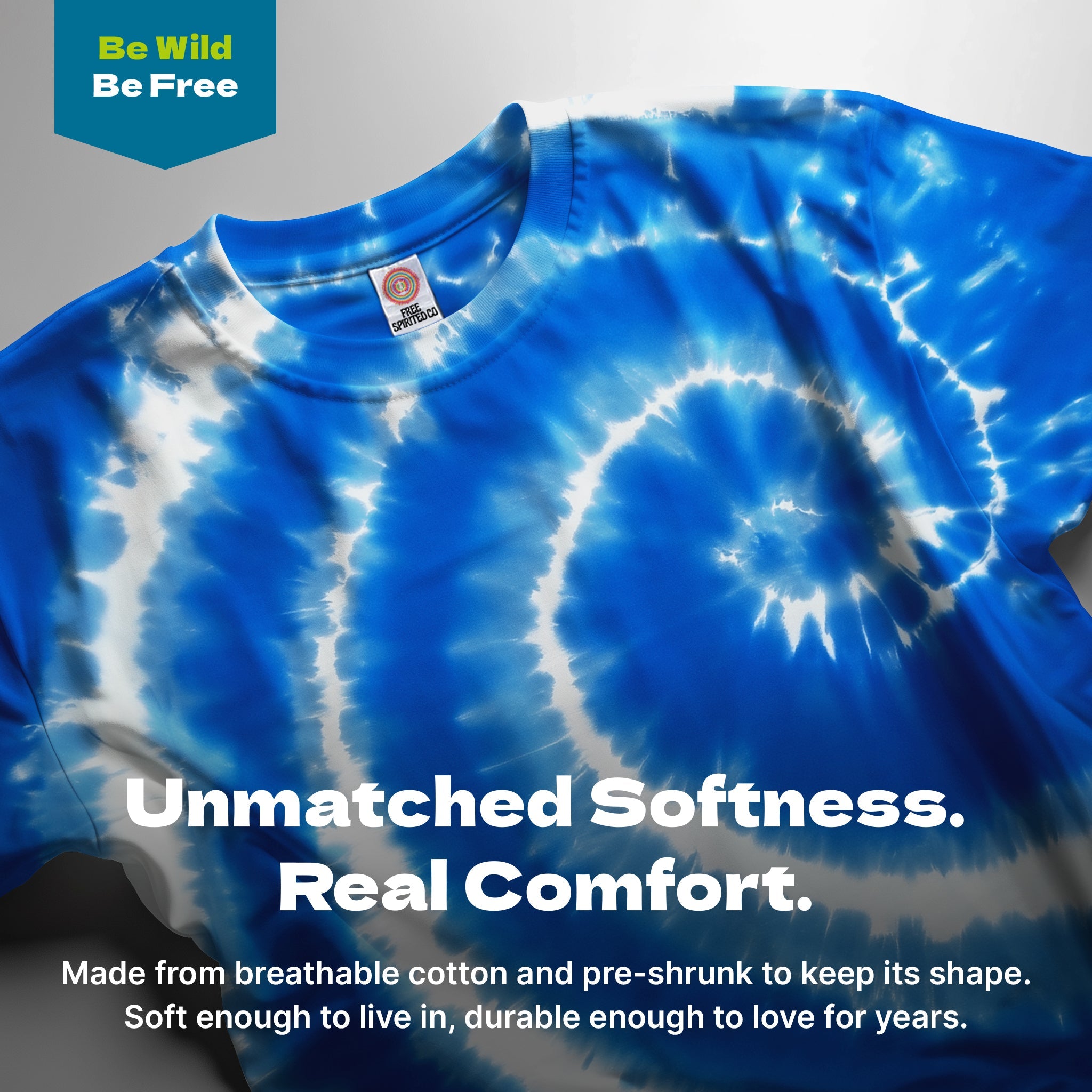 Swirl Blue Premium Hand - Dyed Comfort Shirt - Free Spirited