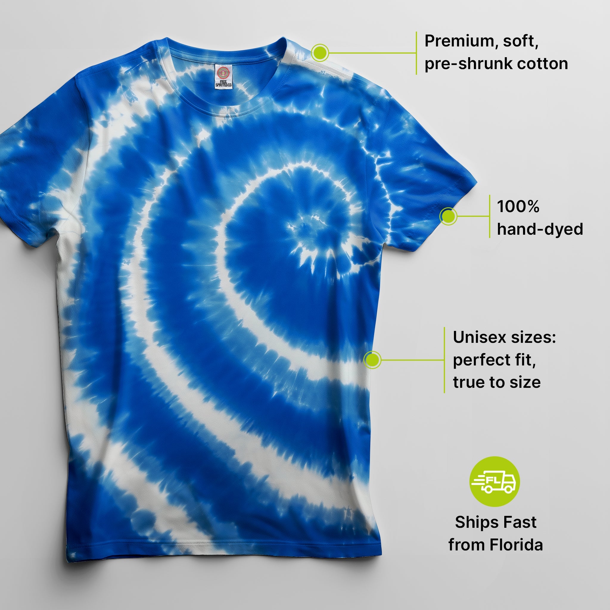 Swirl Blue Premium Hand - Dyed Comfort Shirt - Free Spirited