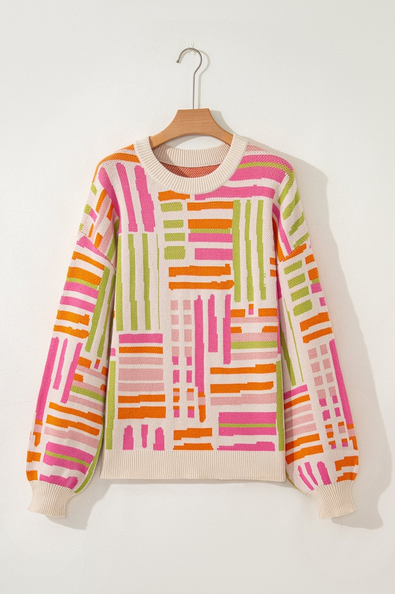 Tru Pattern Puff Sleeve Sweater by Threaded Pear - Free Spirited