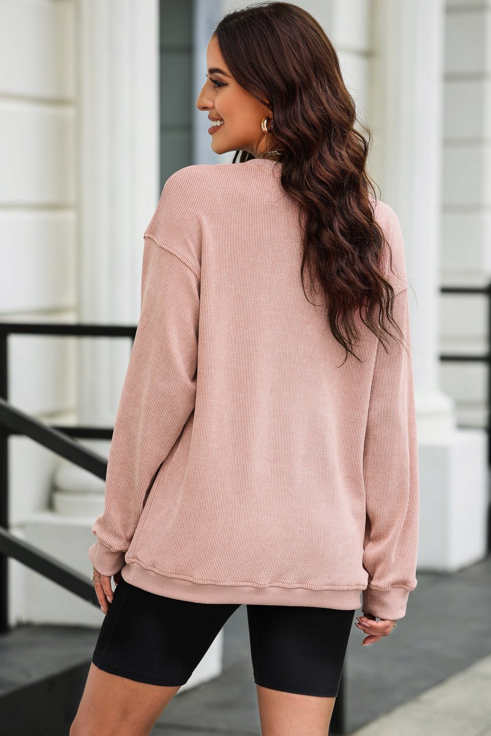 Valentine’s Day Bow Drop Shoulder Long Sleeve Sweatshirt - Free Spirited