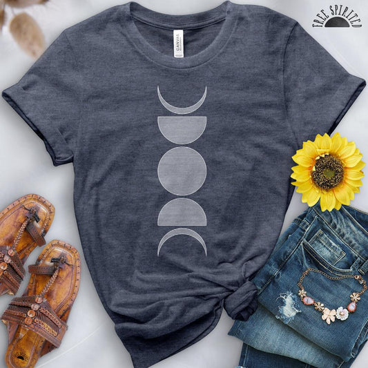 Vertical Moon Phases Tee - Free Spirited