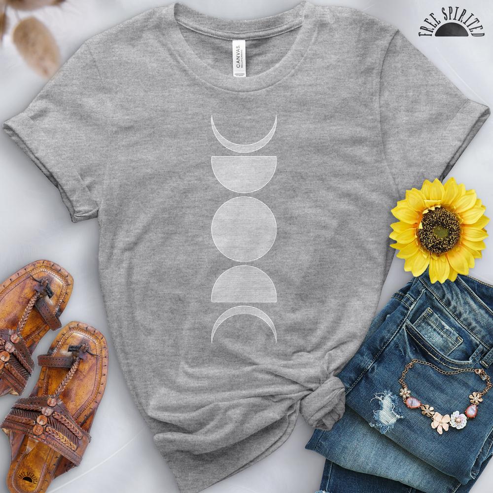 Vertical Moon Phases Tee - Free Spirited