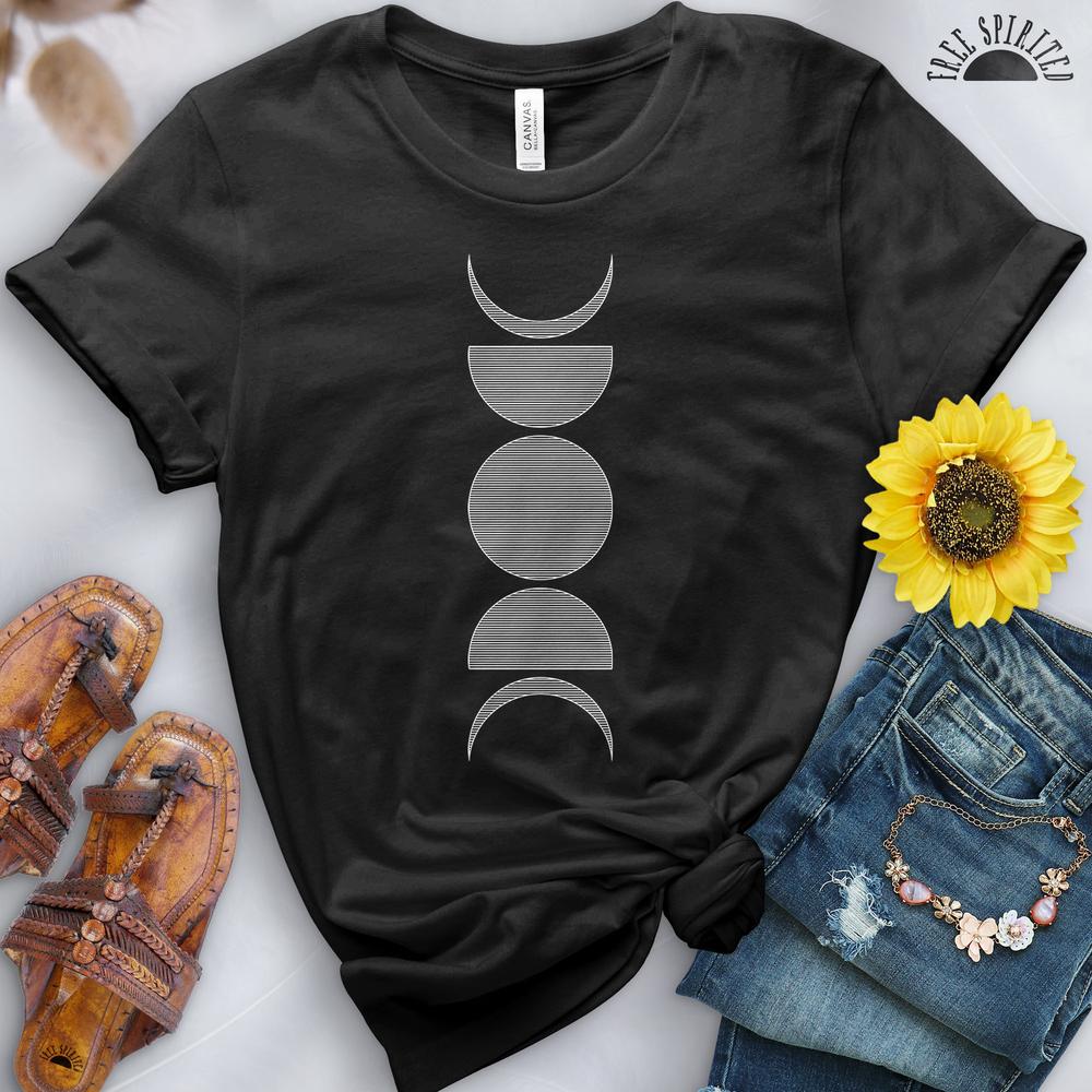 Vertical Moon Phases Tee - Free Spirited