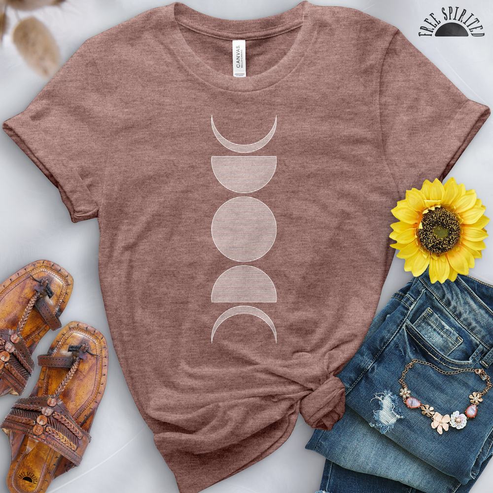 Vertical Moon Phases Tee - Free Spirited