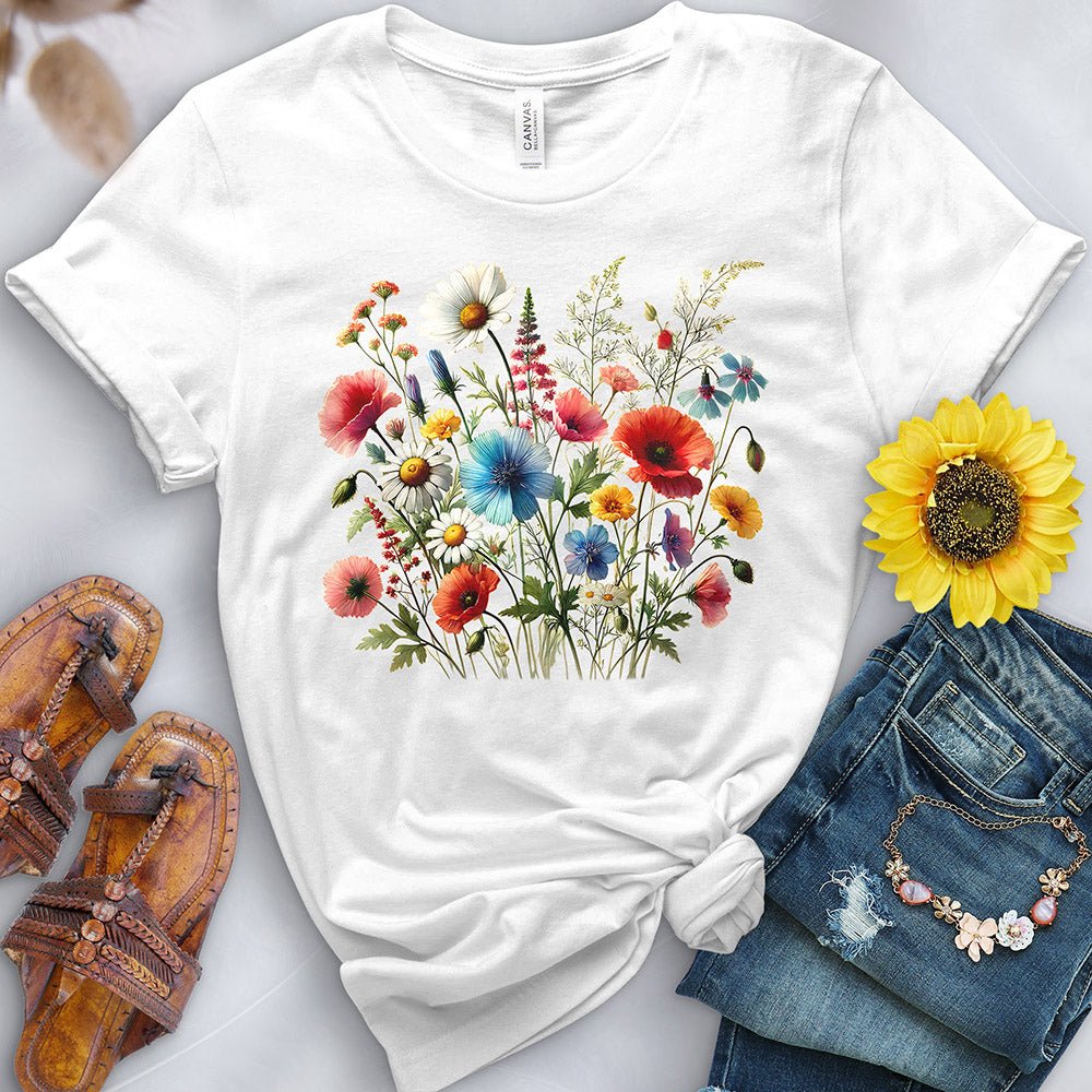 Watercolor Flower Field Tee - Free Spirited