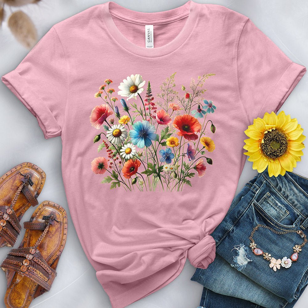 Watercolor Flower Field Tee - Free Spirited