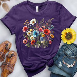 Watercolor Flower Field Tee - Free Spirited