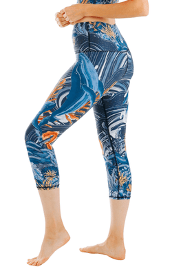 Whale Hello Printed Yoga Crops - Free Spirited