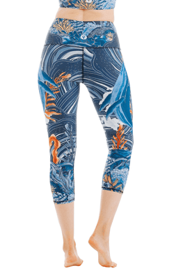 Whale Hello Printed Yoga Crops - Free Spirited