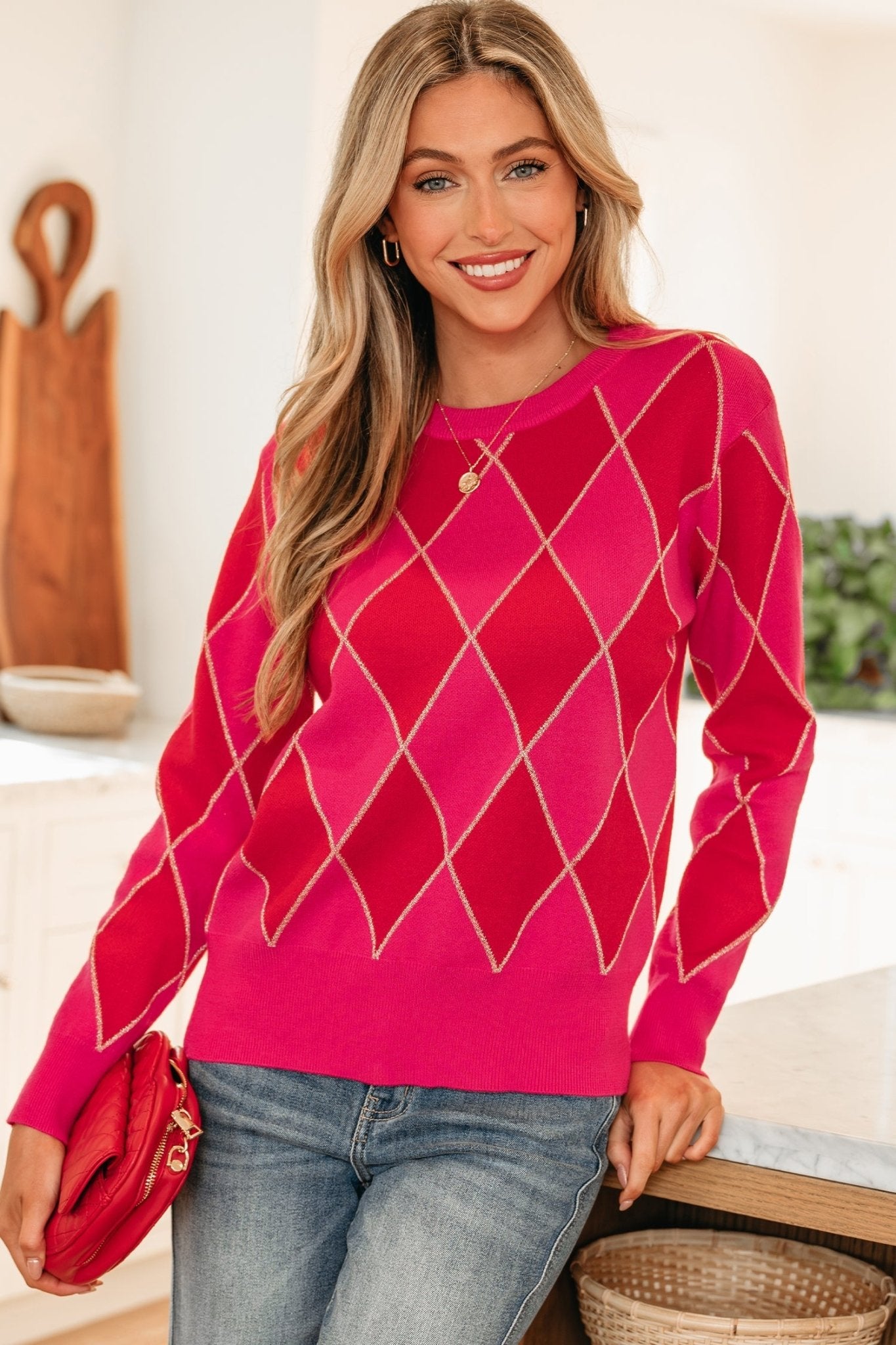 Wynter Pattern Knit Casual Sweater by Threaded Pear - Free Spirited