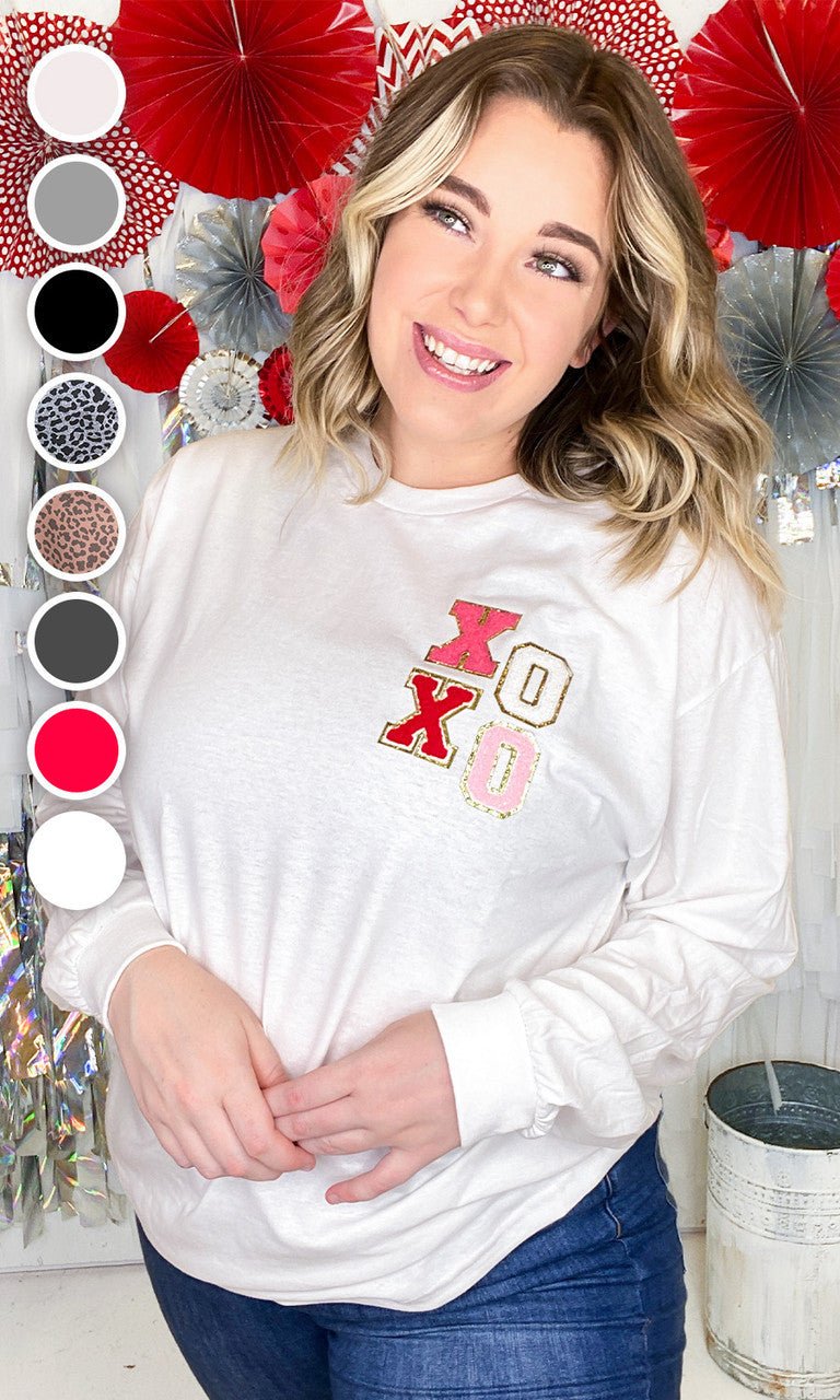 XOXO Chenille Left Chest Longsleeve - Free Spirited