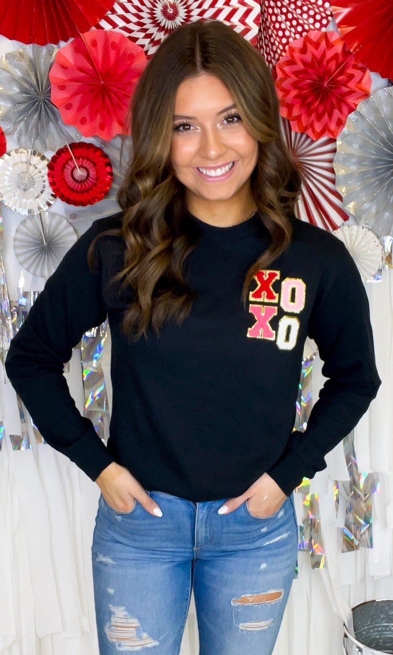 XOXO Chenille Left Chest Longsleeve - Free Spirited