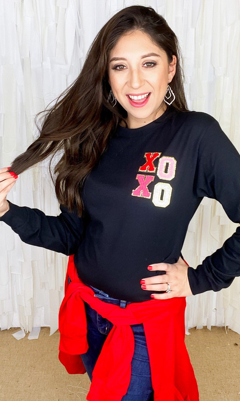 XOXO Chenille Left Chest Longsleeve - Free Spirited