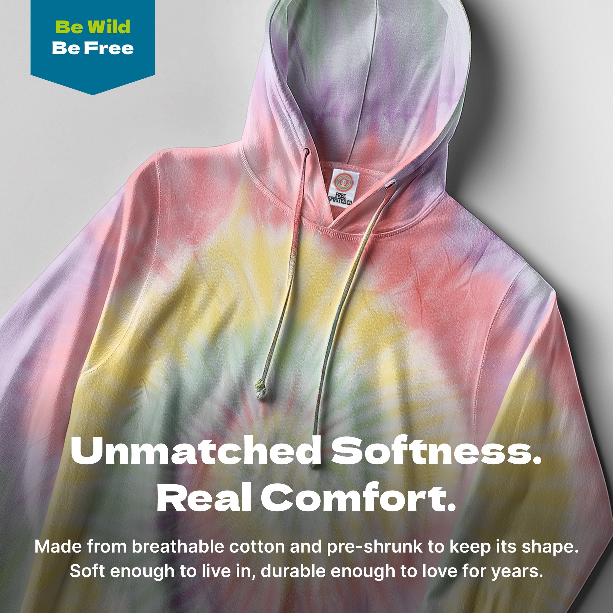 Zen Rainbow Hand - Dyed Long Sleeve Hoodie - Free Spirited