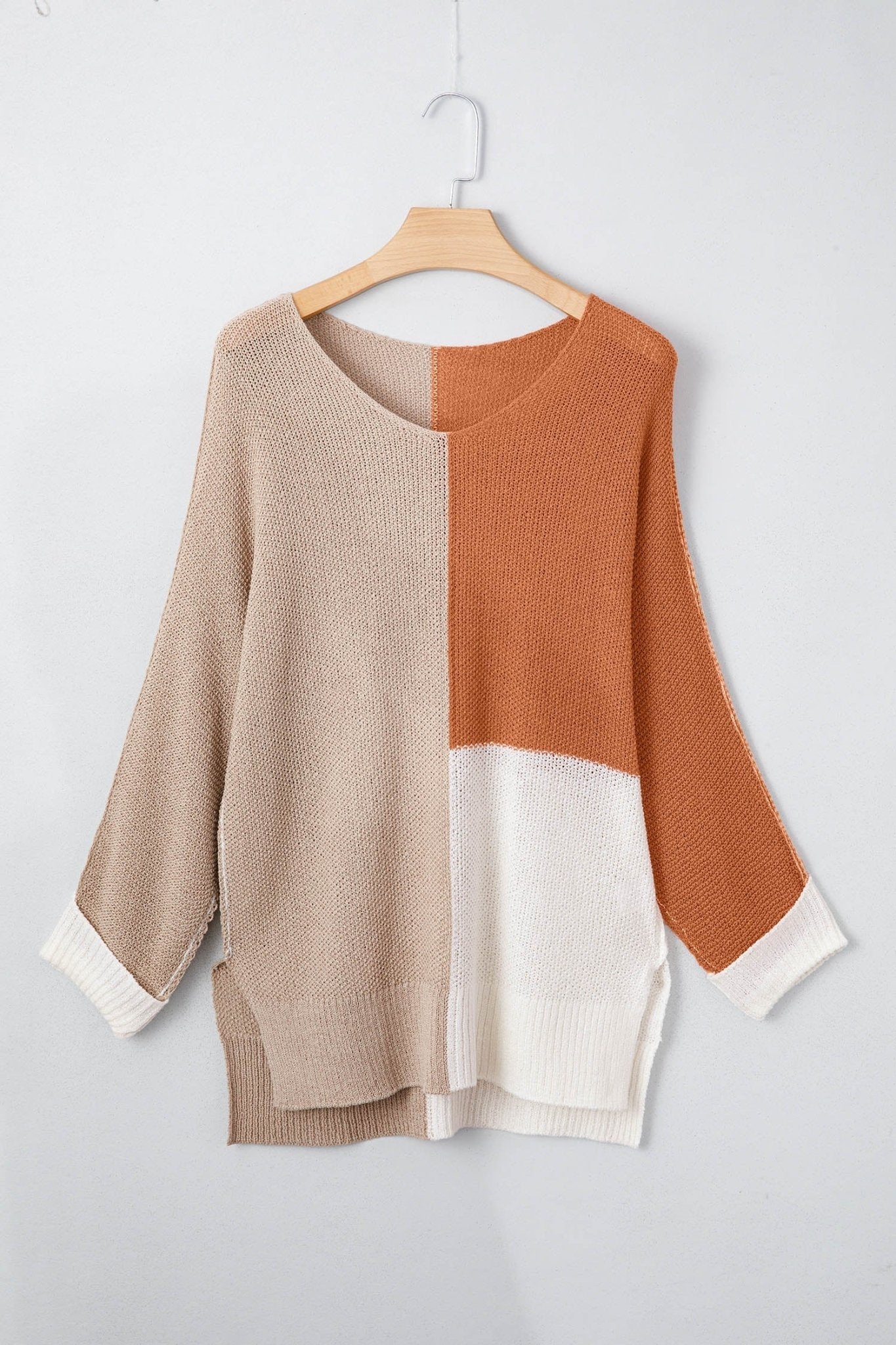 Zendaya Block Knit Loose Sweater by Threaded Pear - Free Spirited