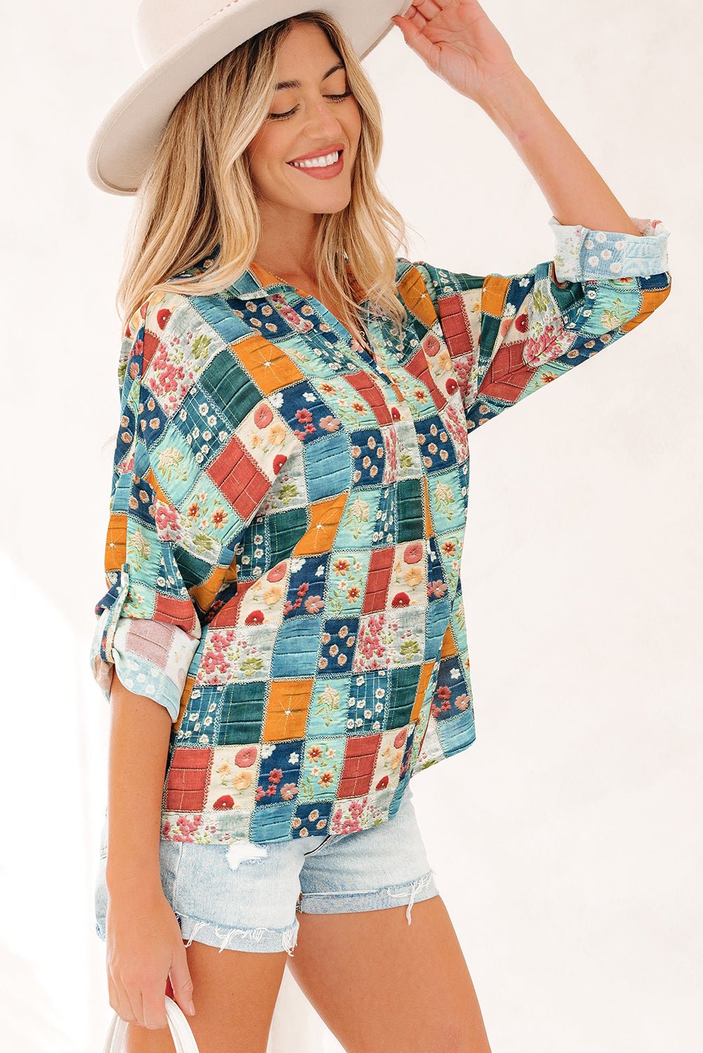 Zyla Up Sleeve Shift Blouse by Threaded Pear - Free Spirited