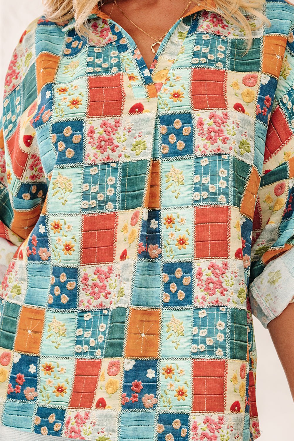 Zyla Up Sleeve Shift Blouse by Threaded Pear - Free Spirited