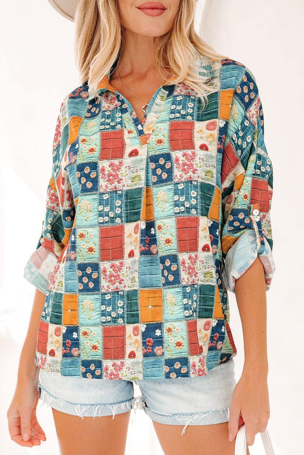 Zyla Up Sleeve Shift Blouse by Threaded Pear - Free Spirited