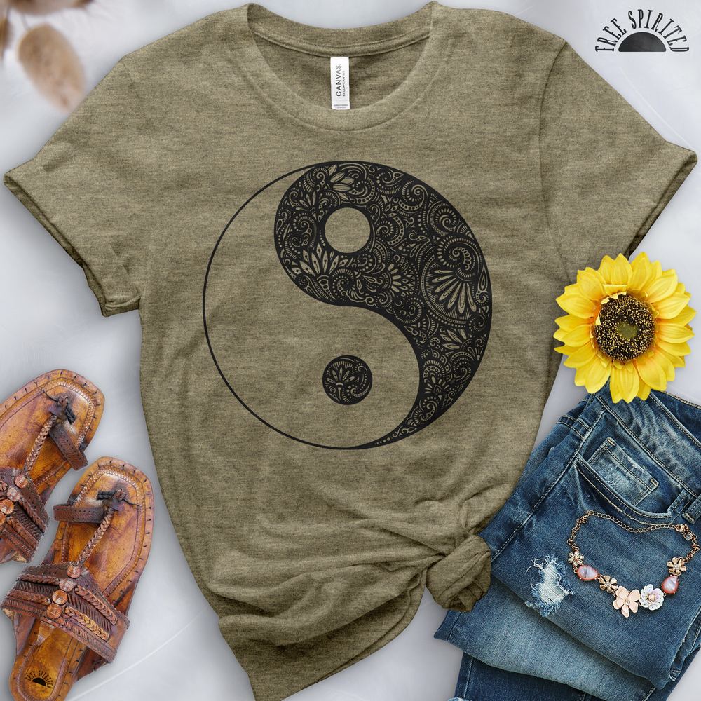 Yin Yang Flowers Tee - Free Spirited